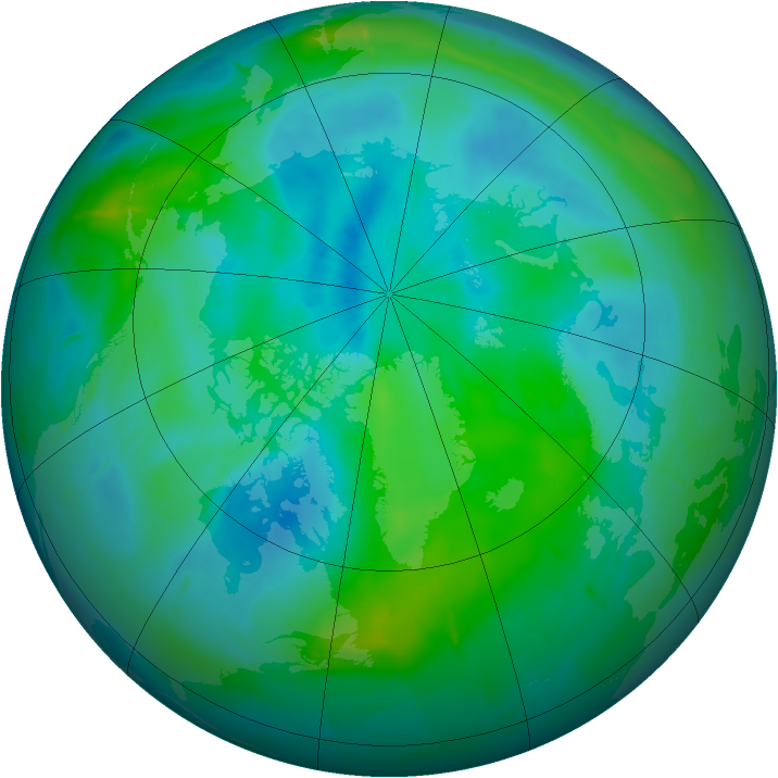 Arctic ozone map for 09 September 2009